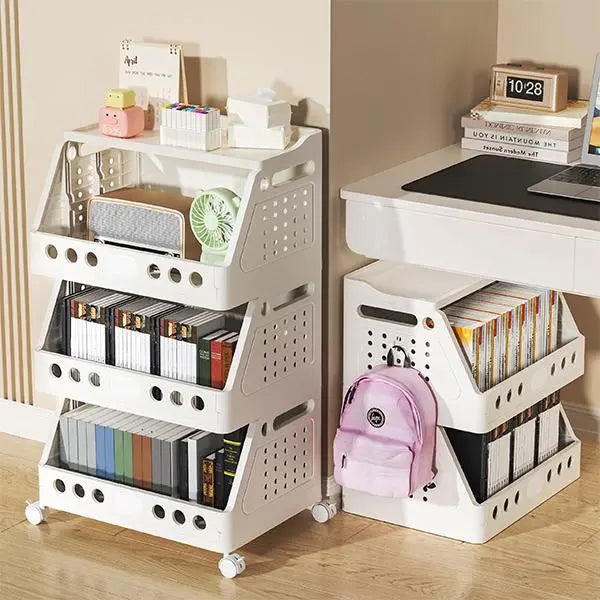 Foldable 5-Tier Rolling Storage Cart – Versatile, Stackable & Space-Saving Organizer