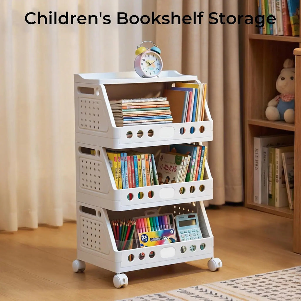 Foldable 5-Tier Rolling Storage Cart – Versatile, Stackable & Space-Saving Organizer