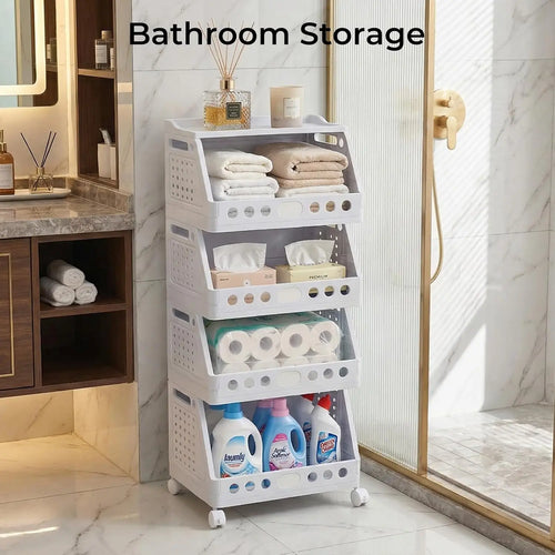 Foldable 5-Tier Rolling Storage Cart – Versatile, Stackable & Space-Saving Organizer